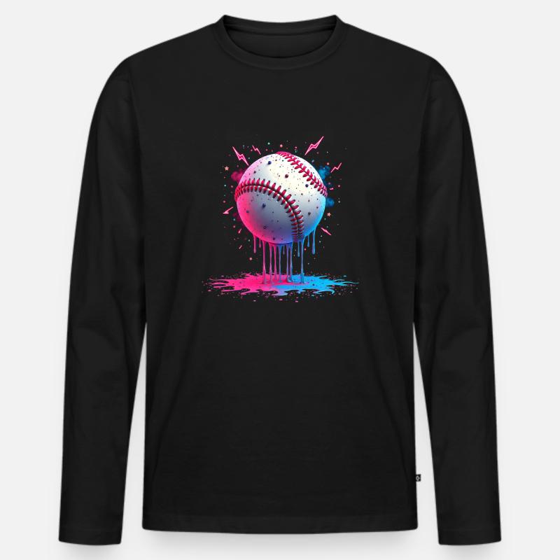 Baseball-Tropfen-Baseball-cooler jugendlich Baseba - Männer Premium Bio Langarmshirt - Schwarz