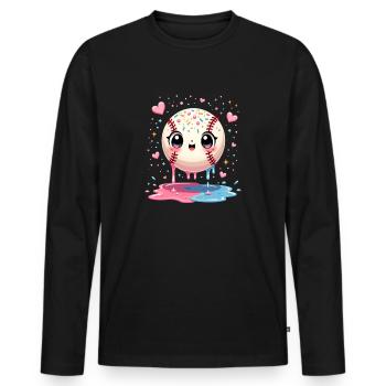 Baseball Kawaii Teen Baseball - Männer Premium Bio Langarmshirt - Schwarz - Vorne - Nico (187cm)