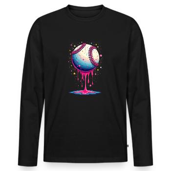 Baseball Drop Baseball Cool Teen Baseball - Men's Premium Organic Long Sleeve Shirt - black - Front - Nico (187cm)