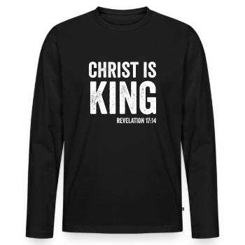 Christ is King Revelation 17:14 Christ Christ - Men's Premium Organic Long Sleeve Shirt - black - Front - Nico (187cm)