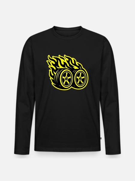 Car Tire Flame - Men's Premium Organic Long Sleeve Shirt - black