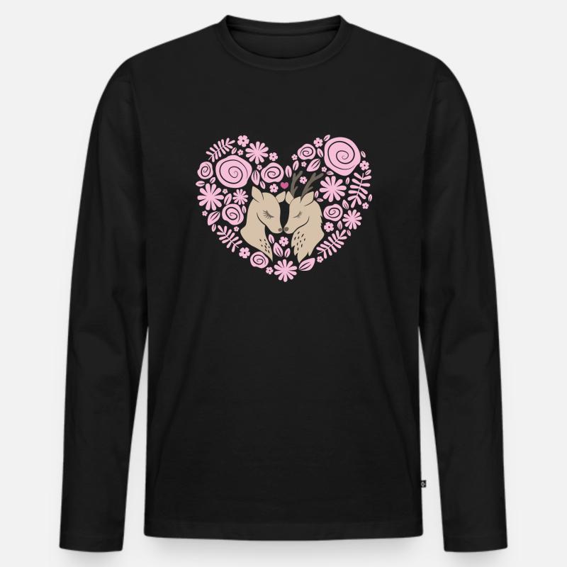 Reh Liebe - Männer Premium Bio Langarmshirt - Schwarz