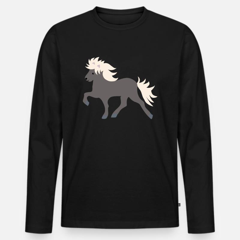 Windfarbenes Islandpferd - Männer Premium Bio Langarmshirt - Schwarz