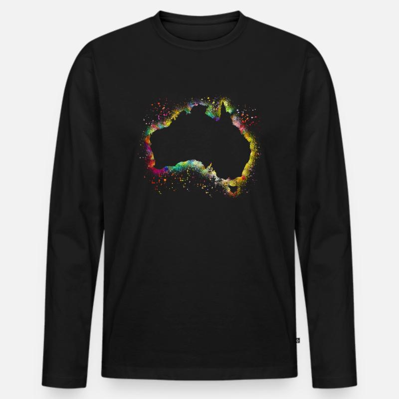 Australien Kontinent - Männer Premium Bio Langarmshirt - Schwarz