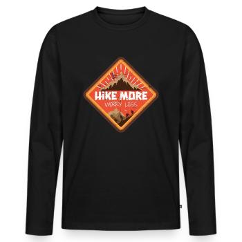 Plus de randonnée Moins inquiétant - T-shirt manches longues Premium bio Homme - noir - Devant - Nico (187cm)