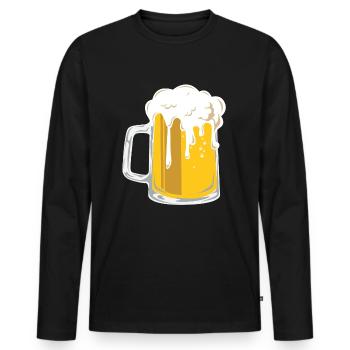 Chope à bière - T-shirt manches longues Premium bio Homme - noir - Devant - Nico (187cm)