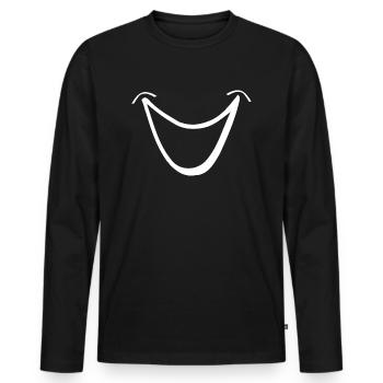 smile white - Men's Premium Organic Long Sleeve Shirt - black - Front - Nico (187cm)