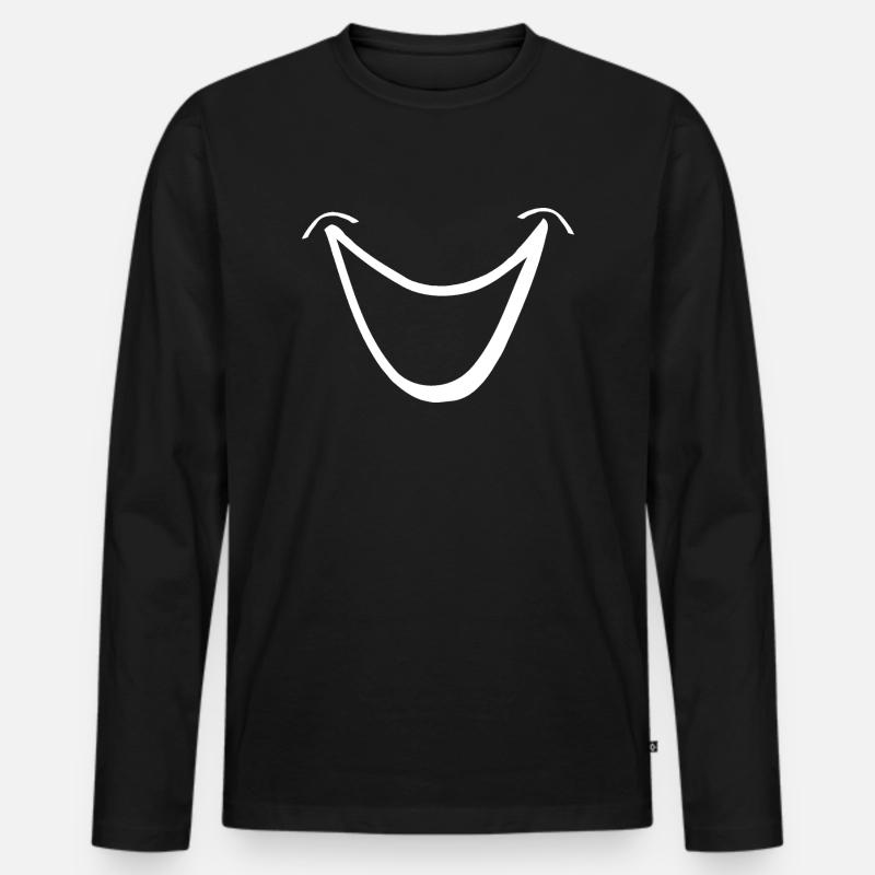smile weiss - Männer Premium Bio Langarmshirt - Schwarz