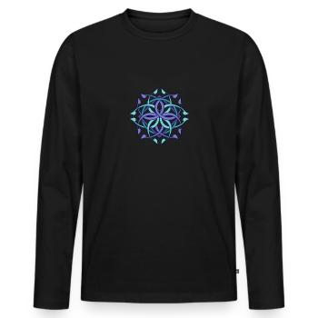 Goa Psytrance Psychedelic Blacklight Gift - T-shirt manches longues Premium bio Homme - noir - Devant - Nico (187cm)