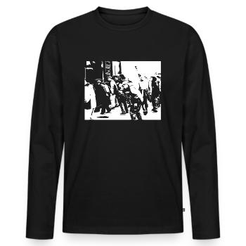 Free Party Tekno Tribe Soundsystem 23 DJ Rave Trip - Männer Premium Bio Langarmshirt - Schwarz - Vorne - Nico (187cm)
