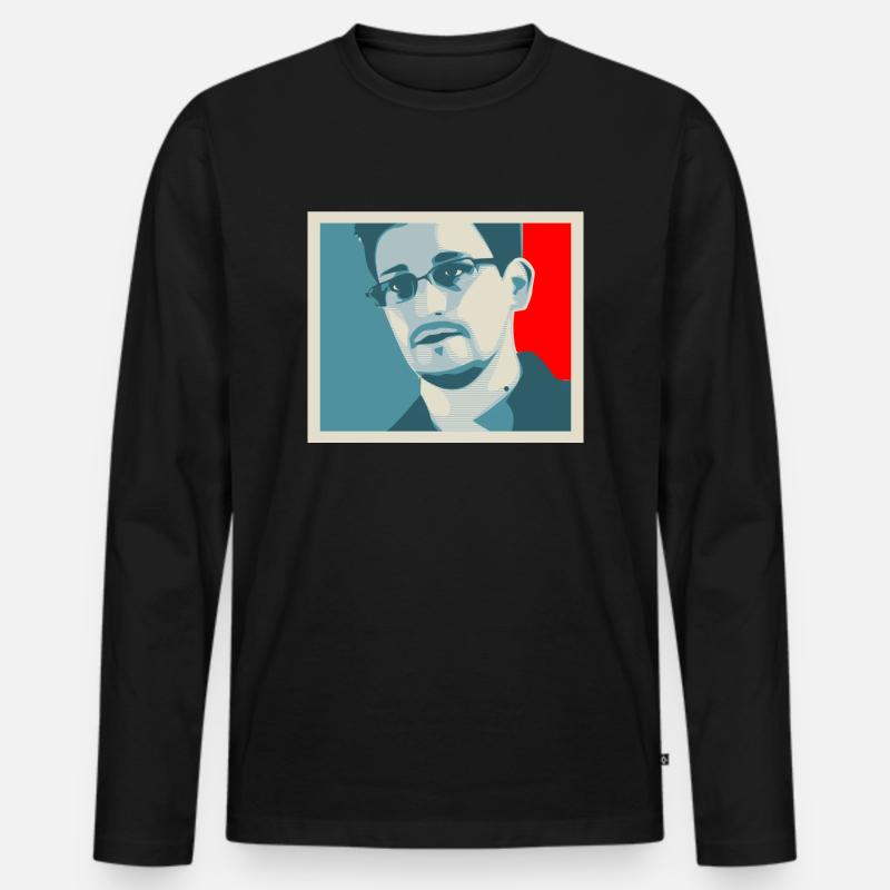 Snowden - Männer Premium Bio Langarmshirt - Schwarz