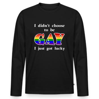 lucky1 1 - T-shirt manches longues Premium bio Homme - noir - Devant - Nico (187cm)