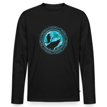 Odins Raben Hugin und Munin Wikinger - Männer Premium Bio Langarmshirt - Schwarz - Vorne - Nico (187cm)