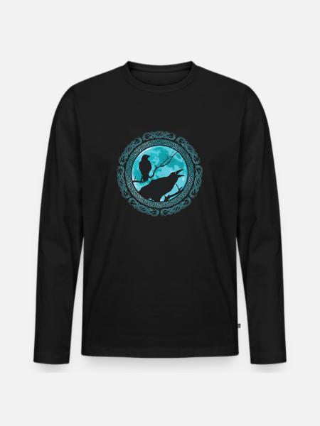 Odins Raben Hugin und Munin Wikinger - Männer Premium Bio Langarmshirt - Schwarz