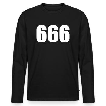 666 - le numéro de l'animal - T-shirt manches longues Premium bio Homme - noir - Devant - Nico (187cm)
