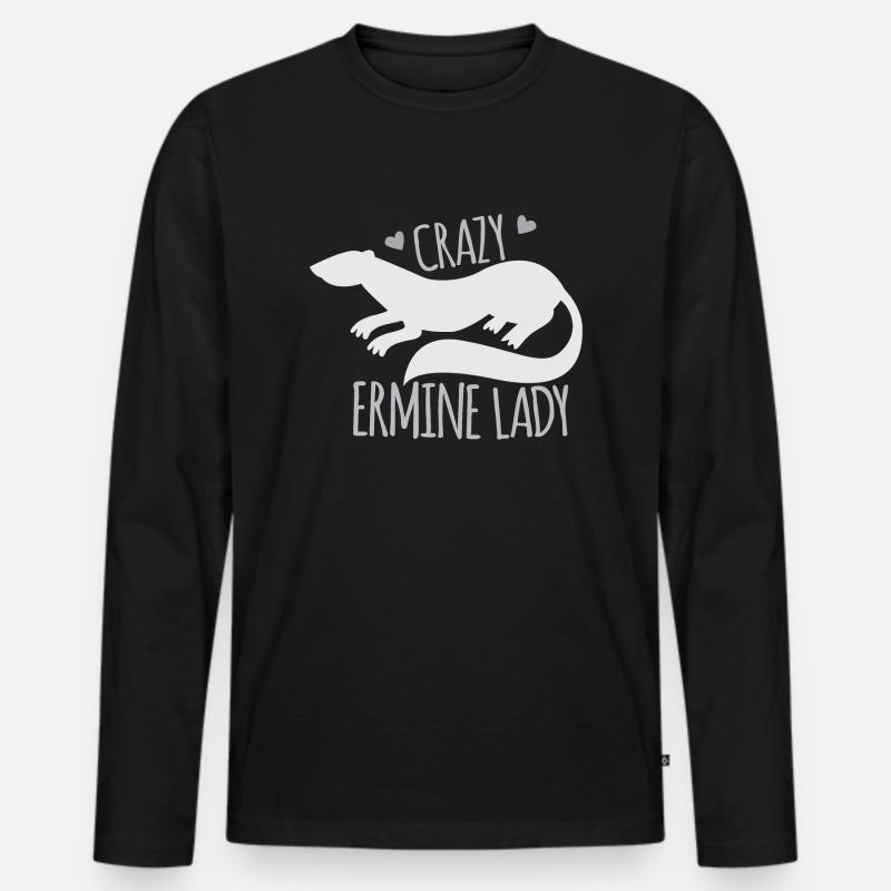 Verrückte Hermelin - Männer Premium Bio Langarmshirt - Schwarz