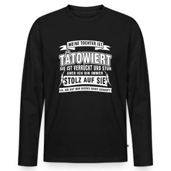 Meine Tochter ist tätowiert - Männer Premium Bio Langarmshirt - Schwarz - Vorne - Nico (187cm)