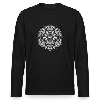 Mandala - Männer Premium Bio Langarmshirt - Schwarz - Vorne - Nico (187cm)