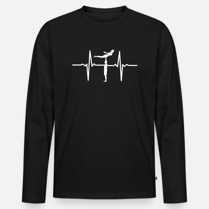 Heartbeat Acrobatic - Männer Premium Bio Langarmshirt - Schwarz