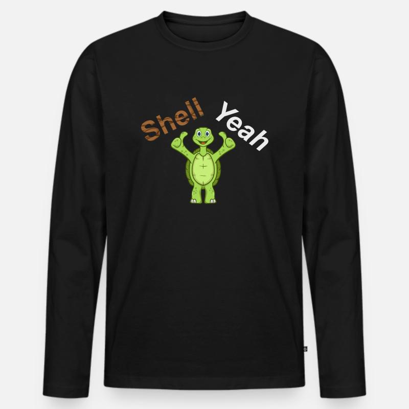Shell Yeah Schildkröte Turtle - Männer Premium Bio Langarmshirt - Schwarz