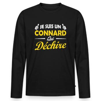 je suis un connard qui déchire - T-shirt manches longues Premium bio Homme - noir - Devant - Nico (187cm)