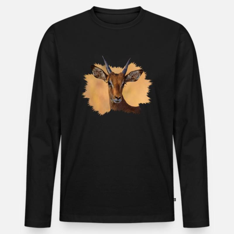 Impala - Männer Premium Bio Langarmshirt - Schwarz