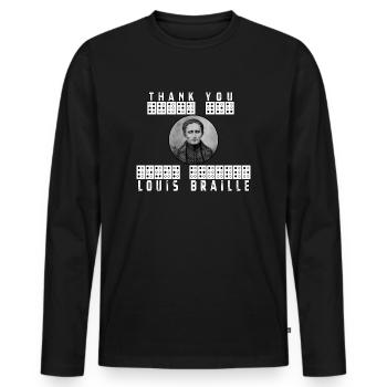 Thank you louis Braille - T-shirt manches longues Premium bio Homme - noir - Devant - Nico (187cm)