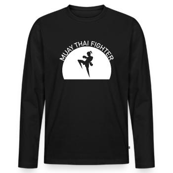 Boxe Combat Muay Thai - T-shirt manches longues Premium bio Homme - noir - Devant - Nico (187cm)