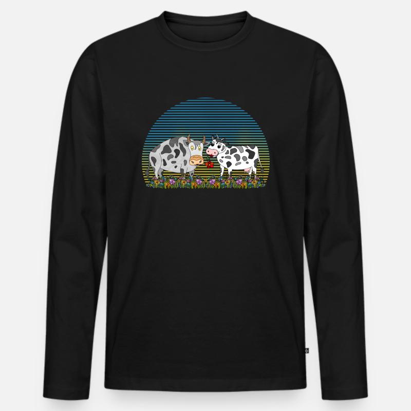 Kuh und Bulle - Männer Premium Bio Langarmshirt - Schwarz