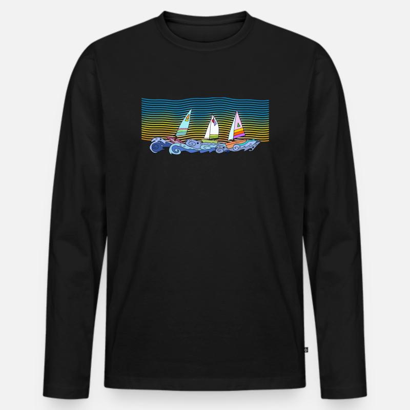 Segelboote - Männer Premium Bio Langarmshirt - Schwarz