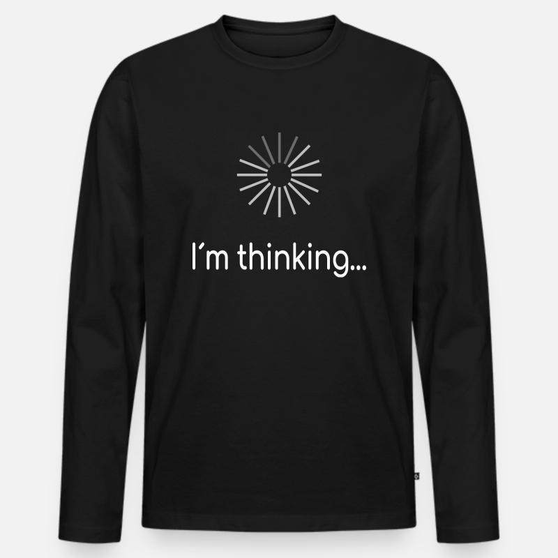 I am thinking - Männer Premium Bio Langarmshirt - Schwarz