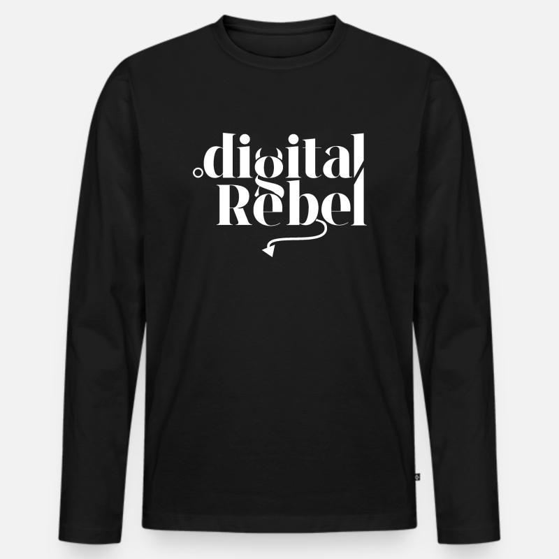 Digital Rebel Weiss - Männer Premium Bio Langarmshirt - Schwarz