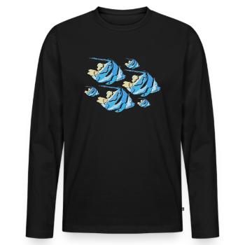 Poisson bleu - T-shirt manches longues Premium bio Homme - noir - Devant - Nico (187cm)