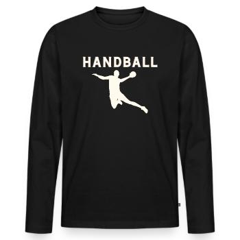 Handball - Männer Premium Bio Langarmshirt - Schwarz - Vorne - Nico (187cm)
