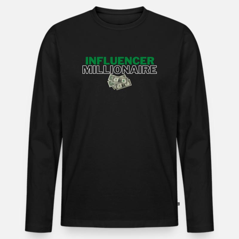 Influencer Millionär - Männer Premium Bio Langarmshirt - Schwarz
