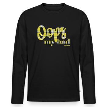 Clueless Oops My Bad Vintage Style - Männer Premium Bio Langarmshirt - Schwarz - Vorne - Nico (187cm)