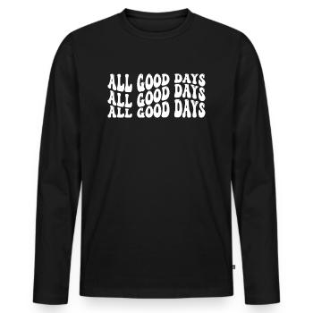 tous les bons jours Amour de soi Citation inspirante - T-shirt manches longues Premium bio Homme - noir - Devant - Nico (187cm)