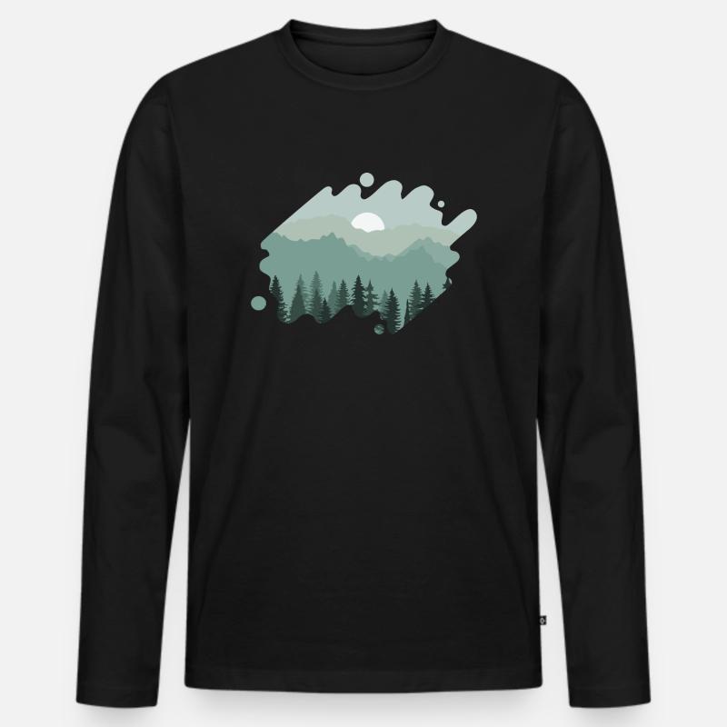 Landschaft Natur Berge - Männer Premium Bio Langarmshirt - Schwarz