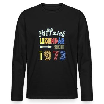 Köln Fuffzich Legendär seit 1973 50. Geburtstag - Männer Premium Bio Langarmshirt - Schwarz - Vorne - Nico (187cm)