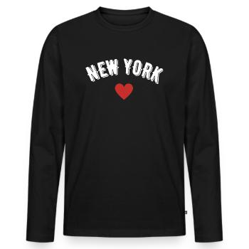 New York - Men's Premium Organic Long Sleeve Shirt - black - Front - Nico (187cm)