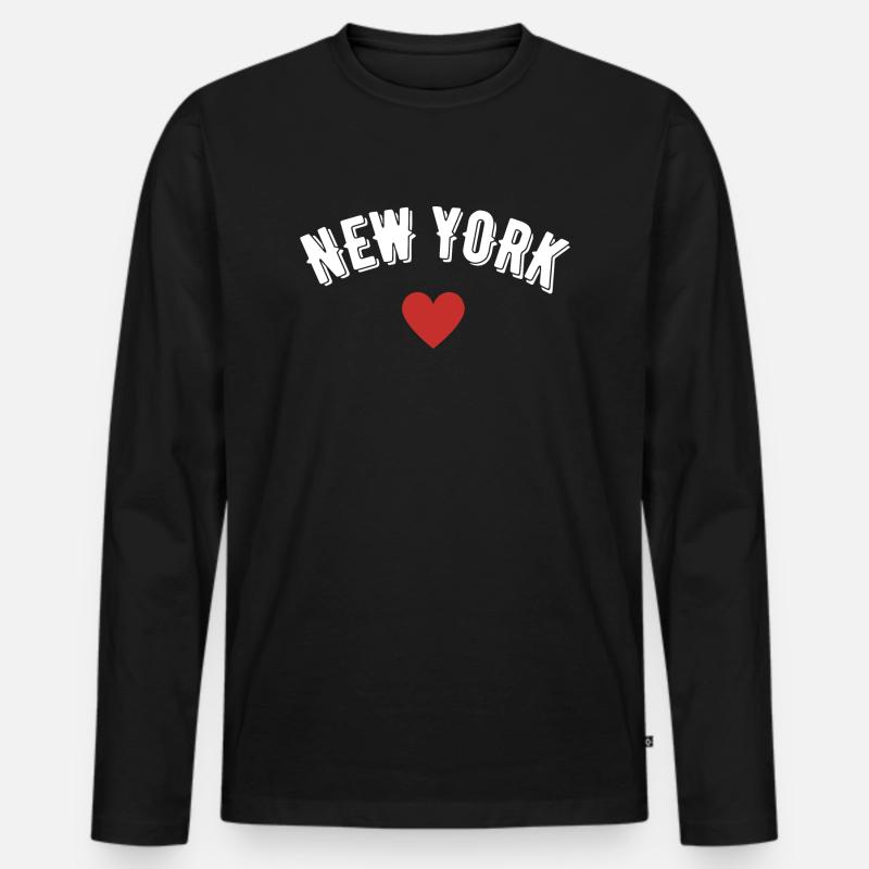 New York - Männer Premium Bio Langarmshirt - Schwarz