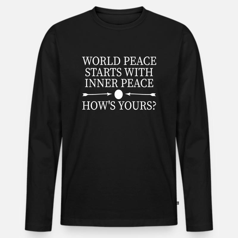Innerer Frieden für den Weltfrieden - Männer Premium Bio Langarmshirt - Schwarz