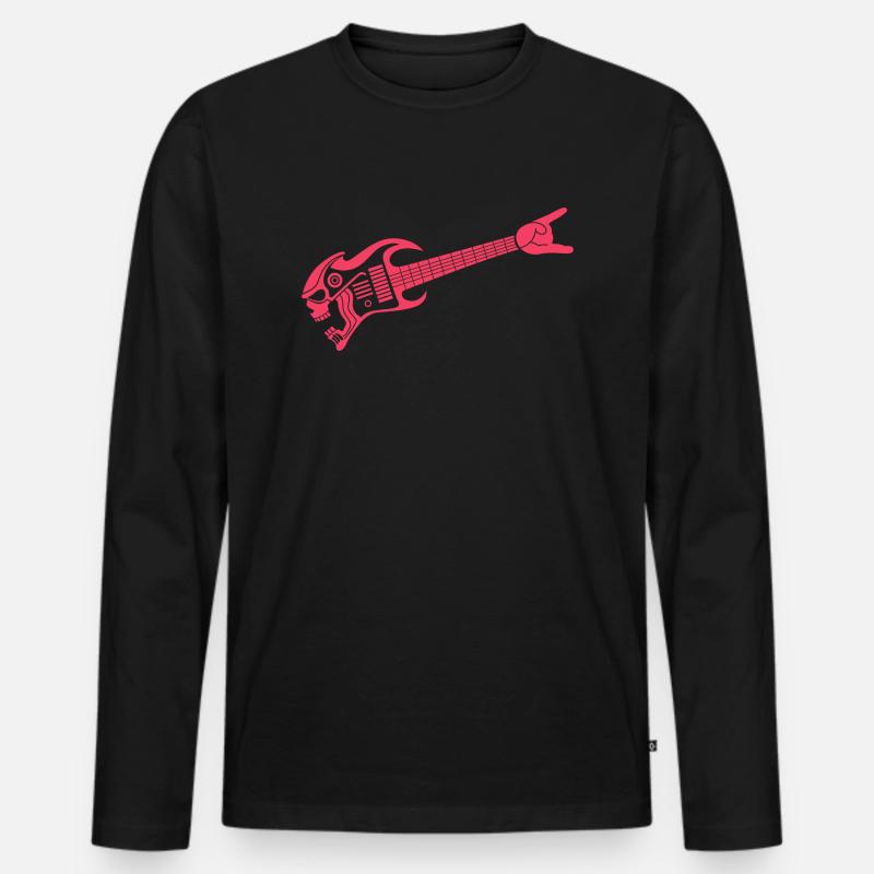 Gitarre Rot Logo - Männer Premium Bio Langarmshirt - Schwarz
