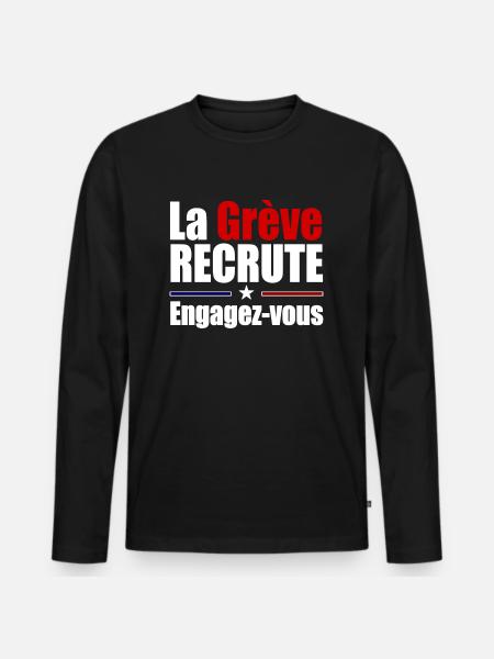 La grève recrute - T-shirt manches longues Premium bio Homme - noir
