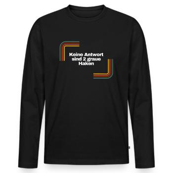 Keine Antwort sind 2 graue Haken | Shirt, Idee - Männer Premium Bio Langarmshirt - Schwarz - Vorne - Nico (187cm)