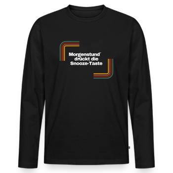 Morgenstund´ drückt die Snooze Taste | Shirt - Männer Premium Bio Langarmshirt - Schwarz - Vorne - Nico (187cm)