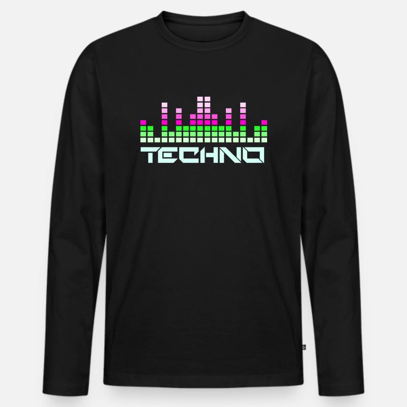 Techno-Musik - Männer Premium Bio Langarmshirt - Schwarz