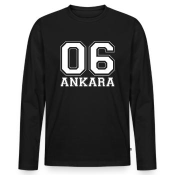 06 ANKARA LA BEBE BURASI ANGARA - Männer Premium Bio Langarmshirt - Schwarz - Vorne - Nico (187cm)