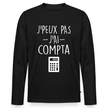 Comptable | Comptabilité | Compter | Chiffre - T-shirt manches longues Premium bio Homme - noir - Devant - Nico (187cm)