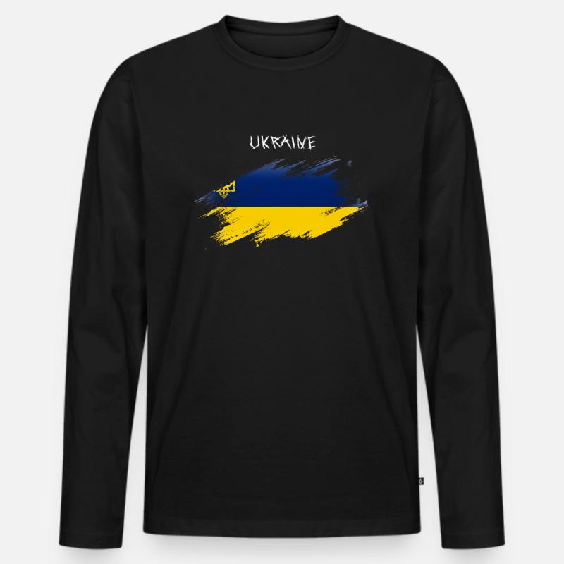 UKRAINE - Männer Premium Bio Langarmshirt - Schwarz